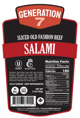 Generation 7 Sliced Old Fashion Beef Salami | 20x2.2oz packs